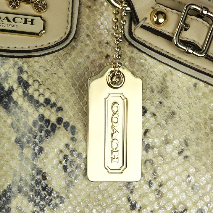 Coach Metallic Python Snakeskin Embossed Madison Lindsey Satchel Bag