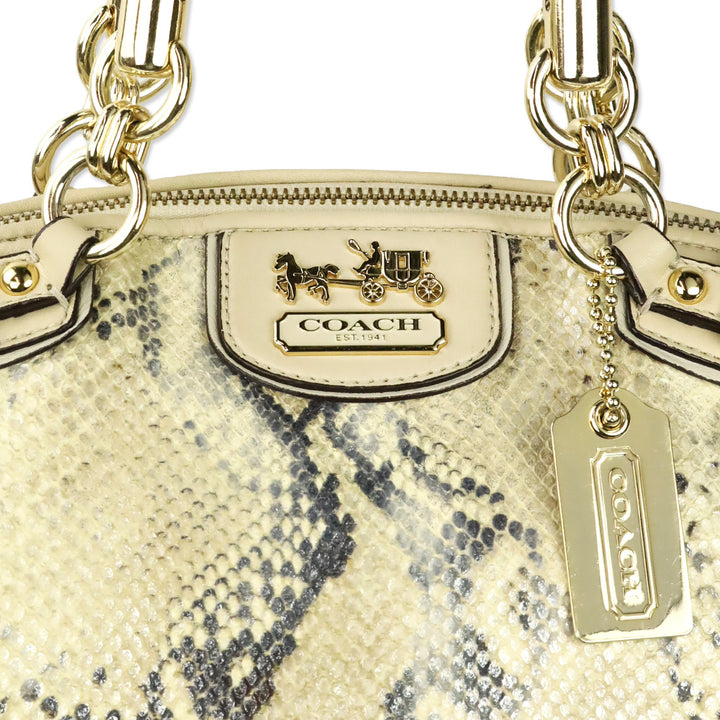 Coach Metallic Python Snakeskin Embossed Madison Lindsey Satchel Bag