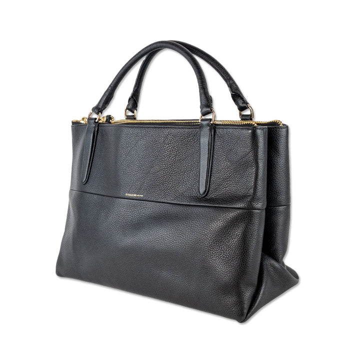 Coach Minimalistic Leather Top Handle Tote with Gold Hardware