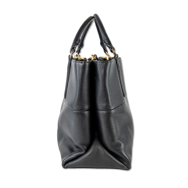 Coach Minimalistic Leather Top Handle Tote with Gold Hardware