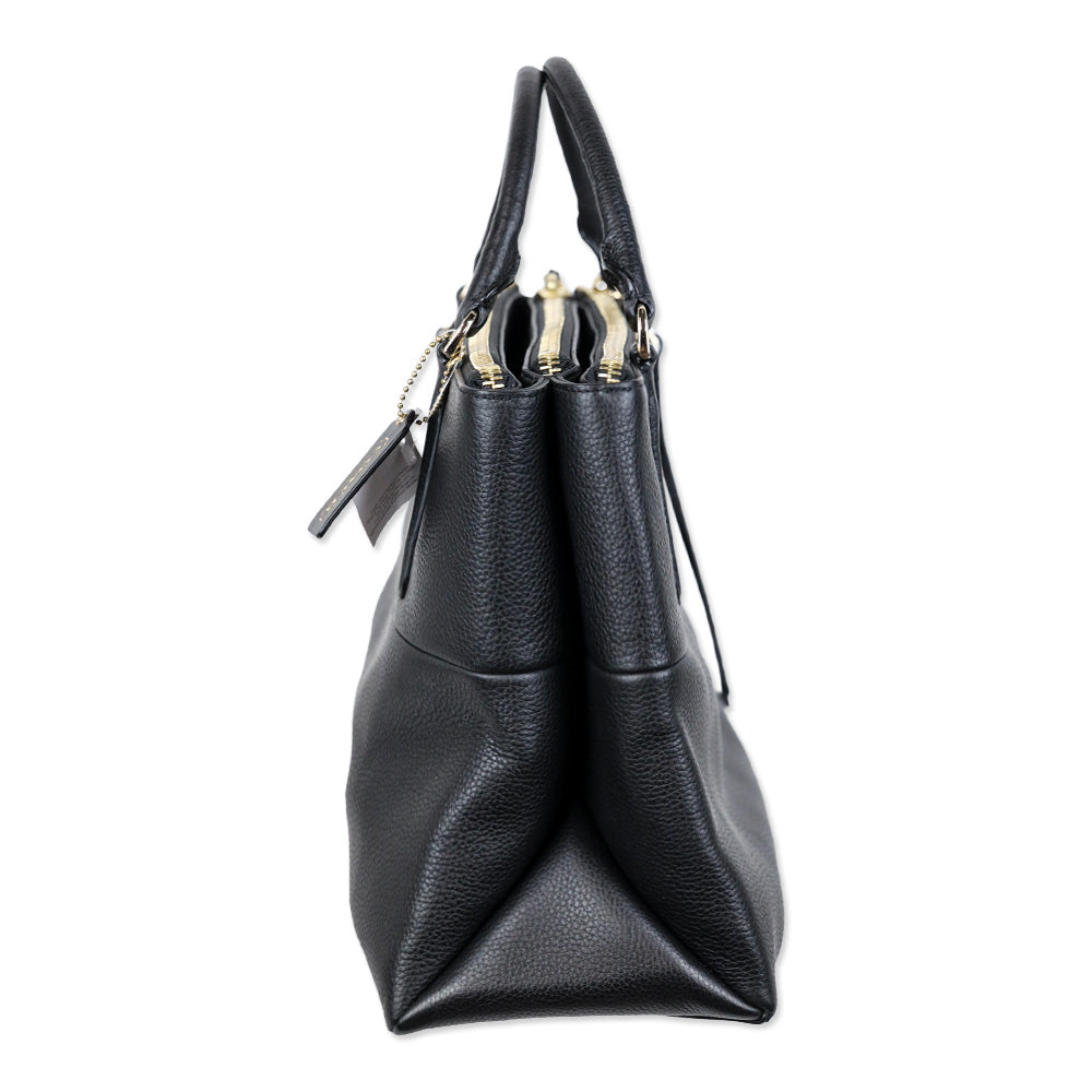 Coach NWT 28160 Black Pebbled Leather The Brough Bag