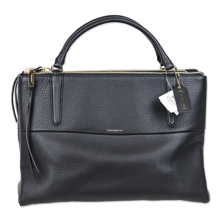 Coach NWT 28160 Black Pebbled Leather The Brough Bag
