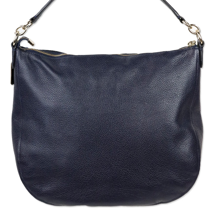 Coach Navy Grained Leather Turnlock Hobo Bag