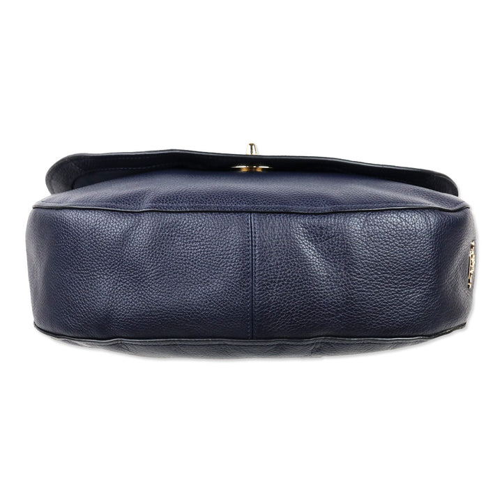 Coach Navy Grained Leather Turnlock Hobo Bag