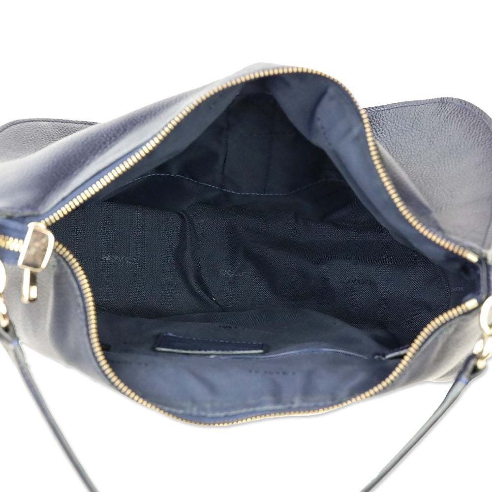 Coach Navy Grained Leather Turnlock Hobo Bag