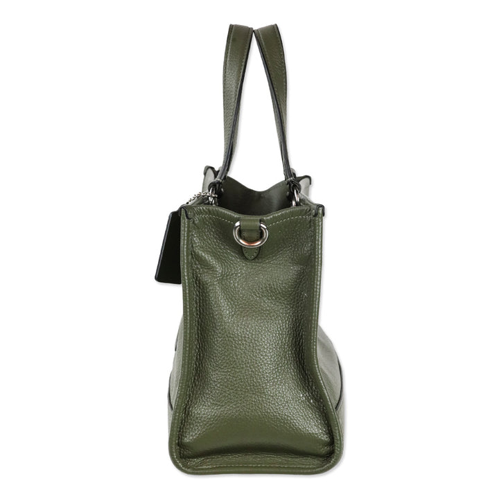 Coach Olive Green Leather Dempsey Carryall Bag With Patch
