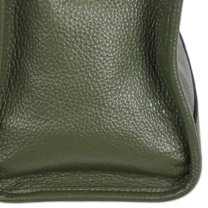 Coach Olive Green Leather Dempsey Carryall Bag With Patch