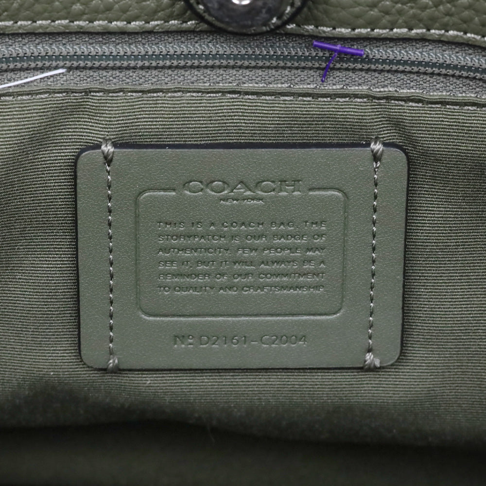 Coach Olive Green Leather Dempsey Carryall Bag With Patch