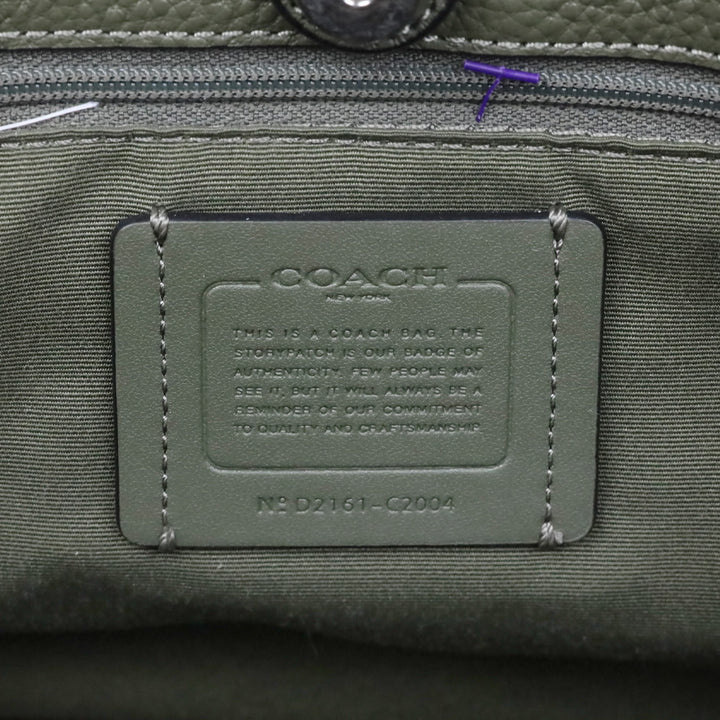 Coach Olive Green Leather Dempsey Carryall Bag With Patch