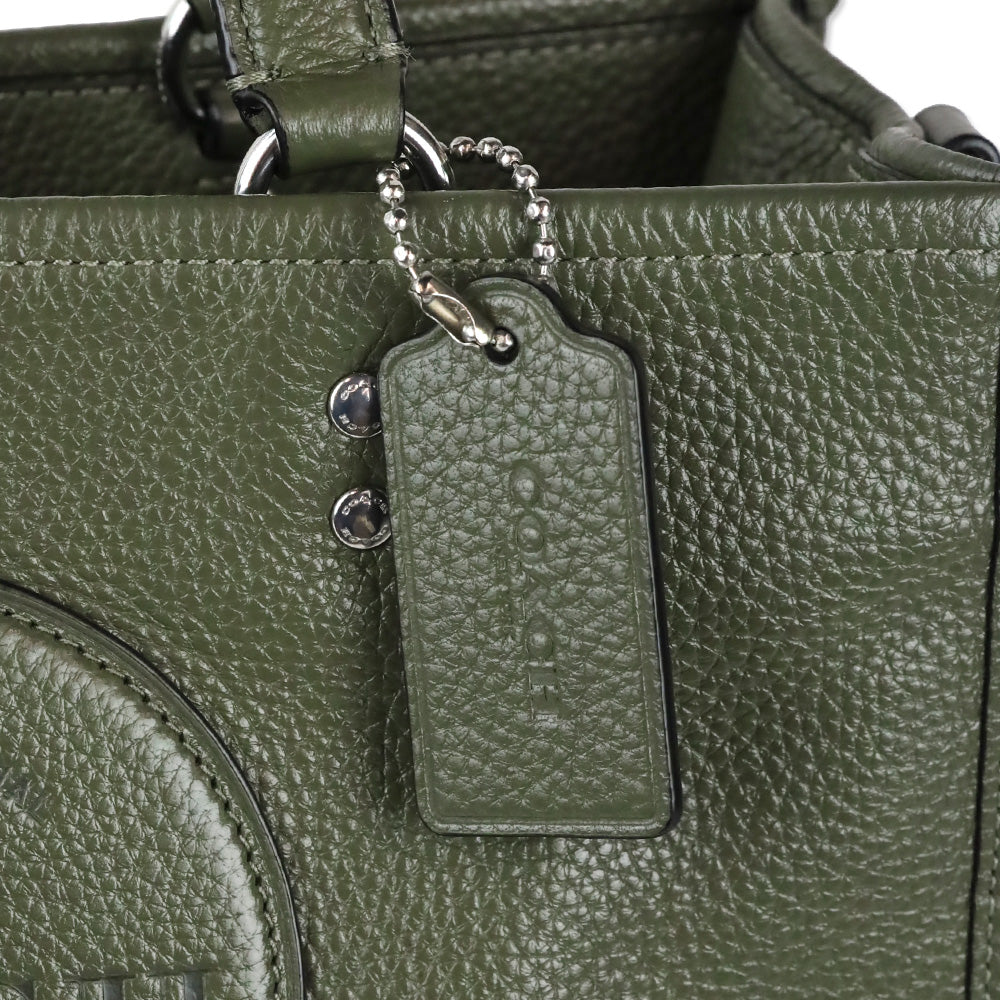 Coach Olive Green Leather Dempsey Carryall Bag With Patch