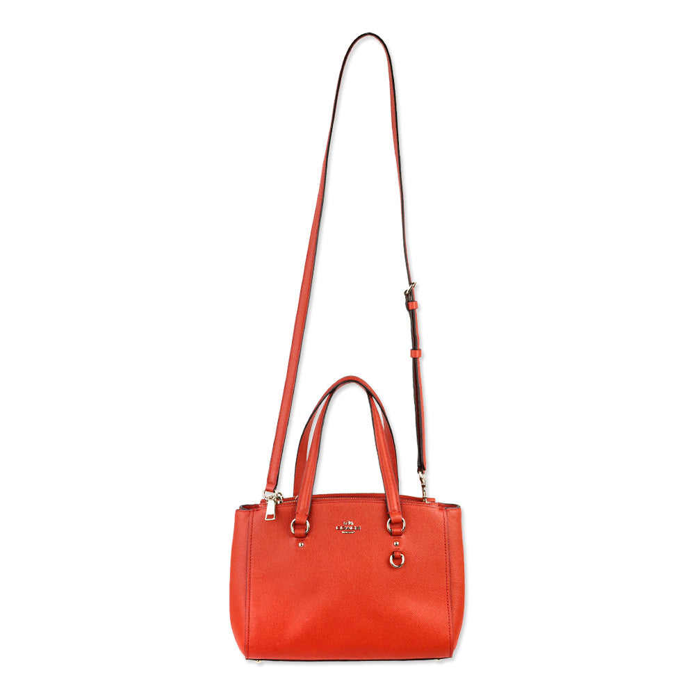 Coach Orange Crossgrain Leather Etta Carryall