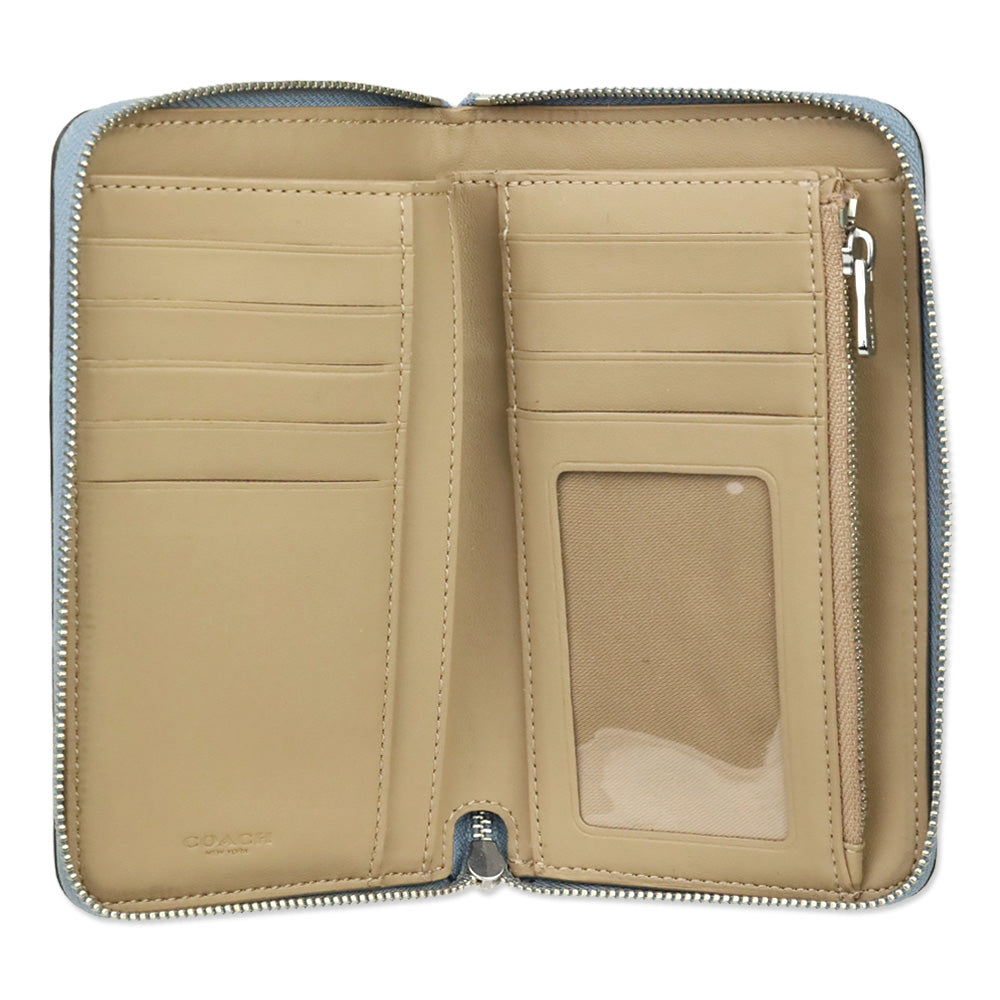 Coach Periwinkle Leather Zip Around Wallet