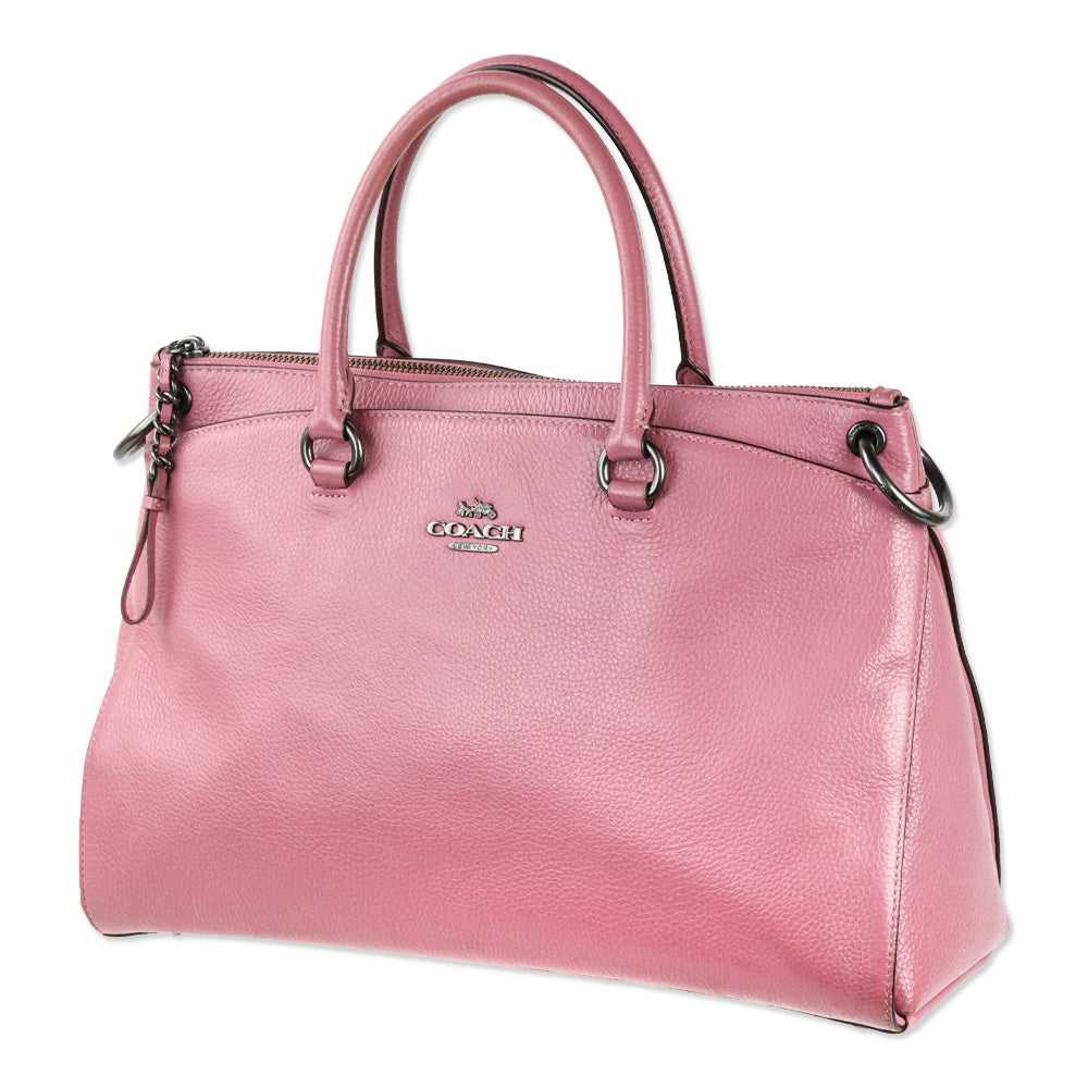 Coach Pink Rose Pebble Leather Mia Satchel Crossbody Bag