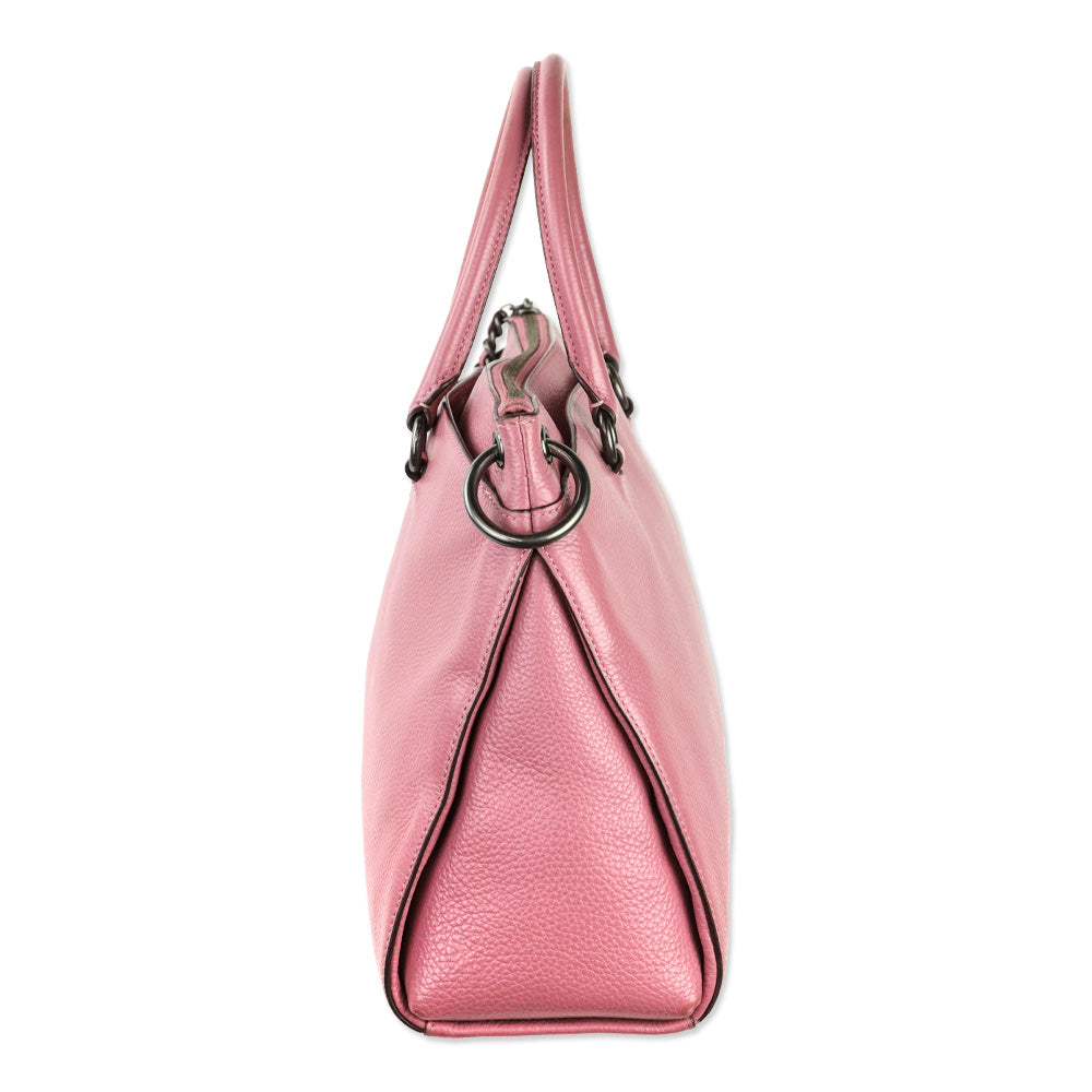 Coach Pink Rose Pebble Leather Mia Satchel Crossbody Bag