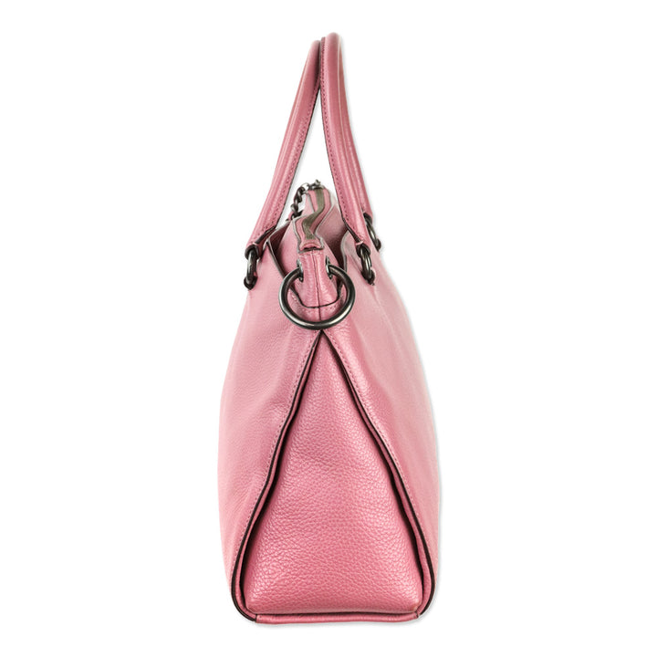 Coach Pink Rose Pebble Leather Mia Satchel Crossbody Bag