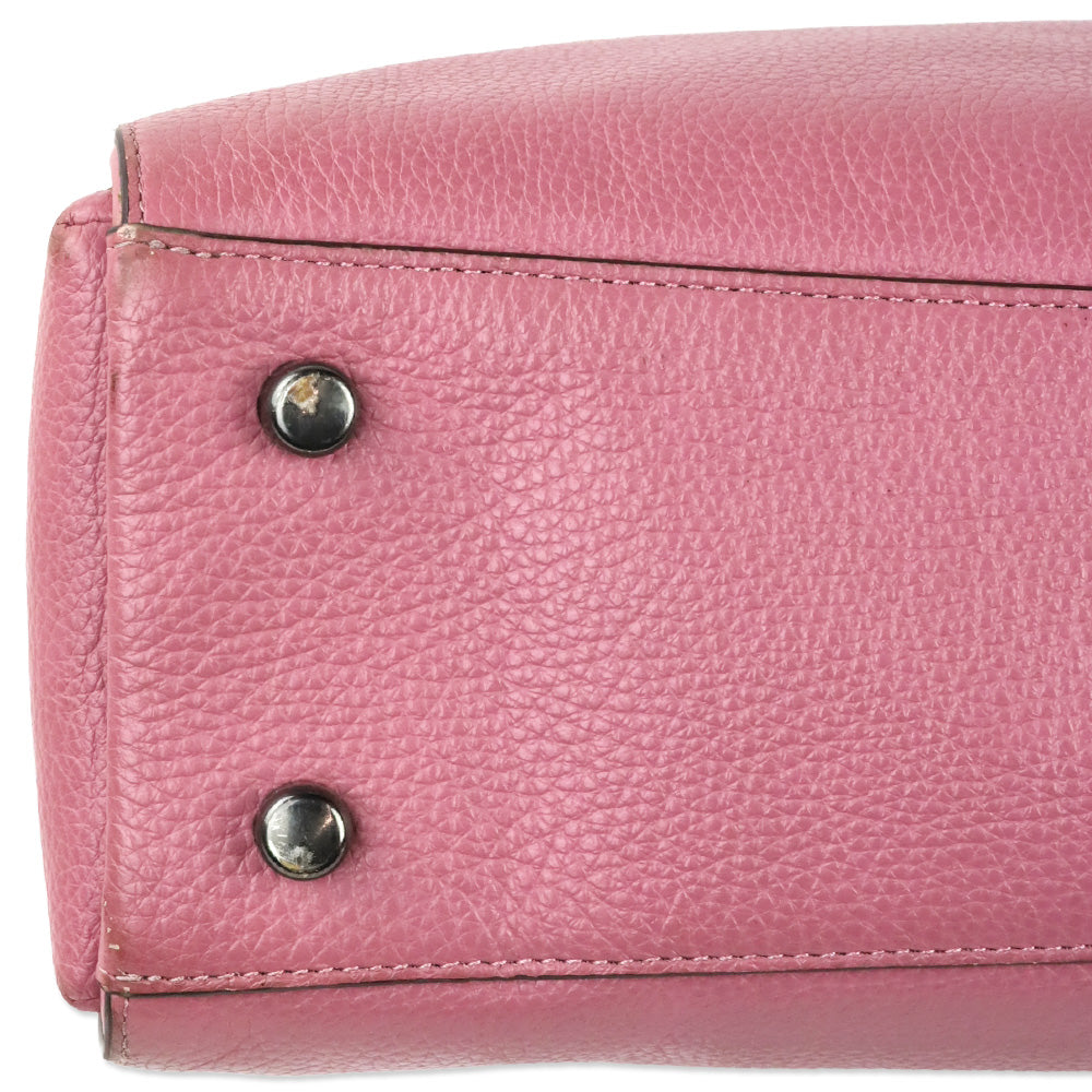 Coach Pink Rose Pebble Leather Mia Satchel Crossbody Bag