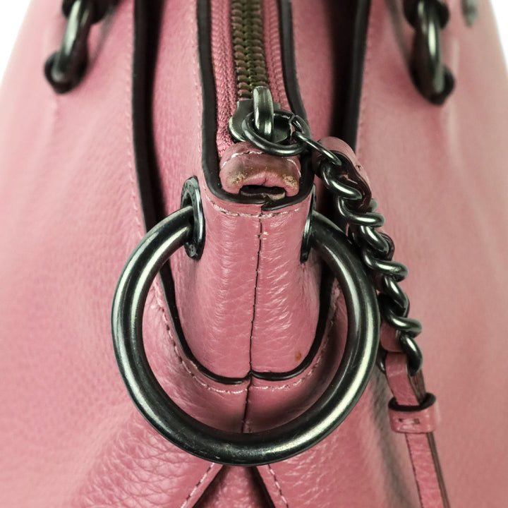 Coach Pink Rose Pebble Leather Mia Satchel Crossbody Bag