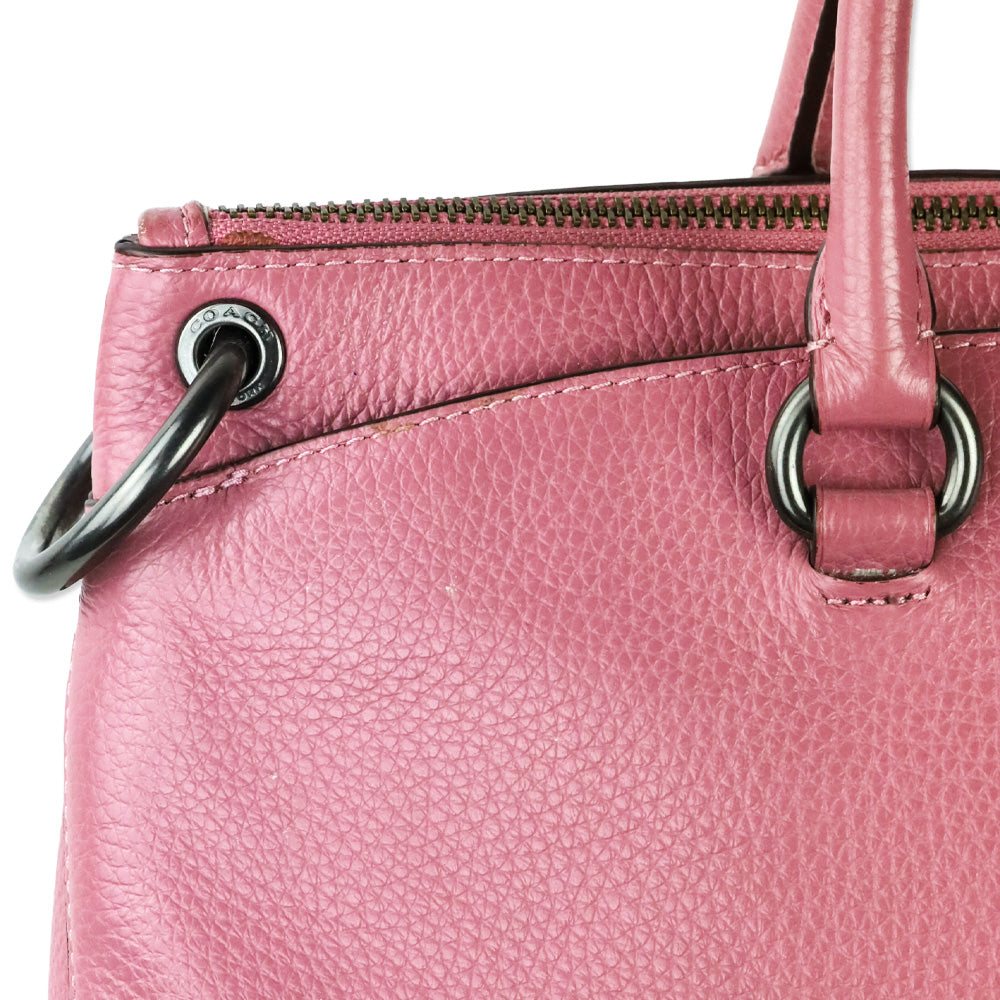 Coach Pink Rose Pebble Leather Mia Satchel Crossbody Bag
