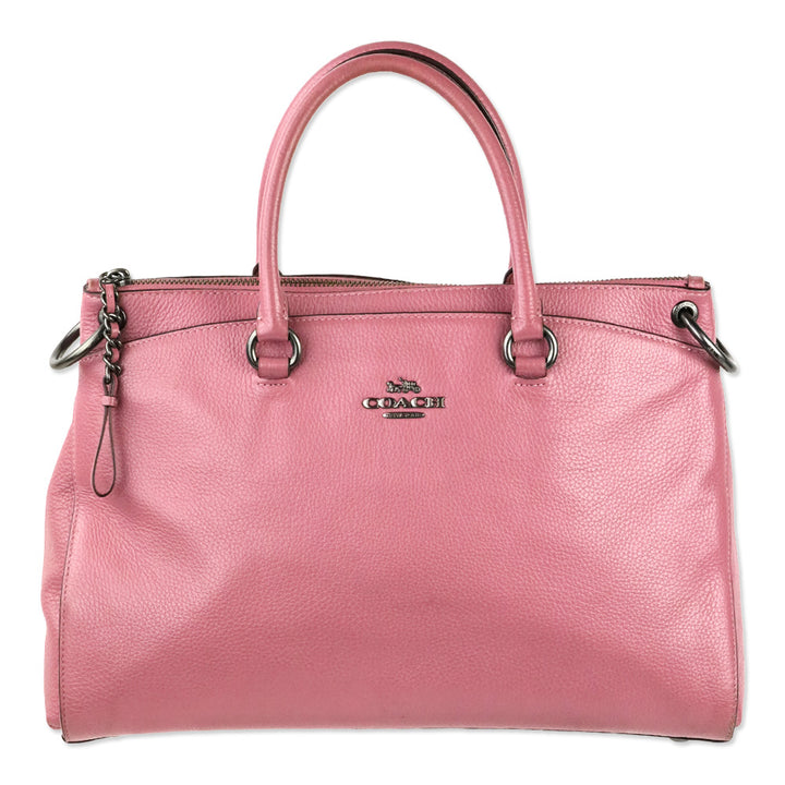 Coach Pink Rose Pebble Leather Mia Satchel Crossbody Bag