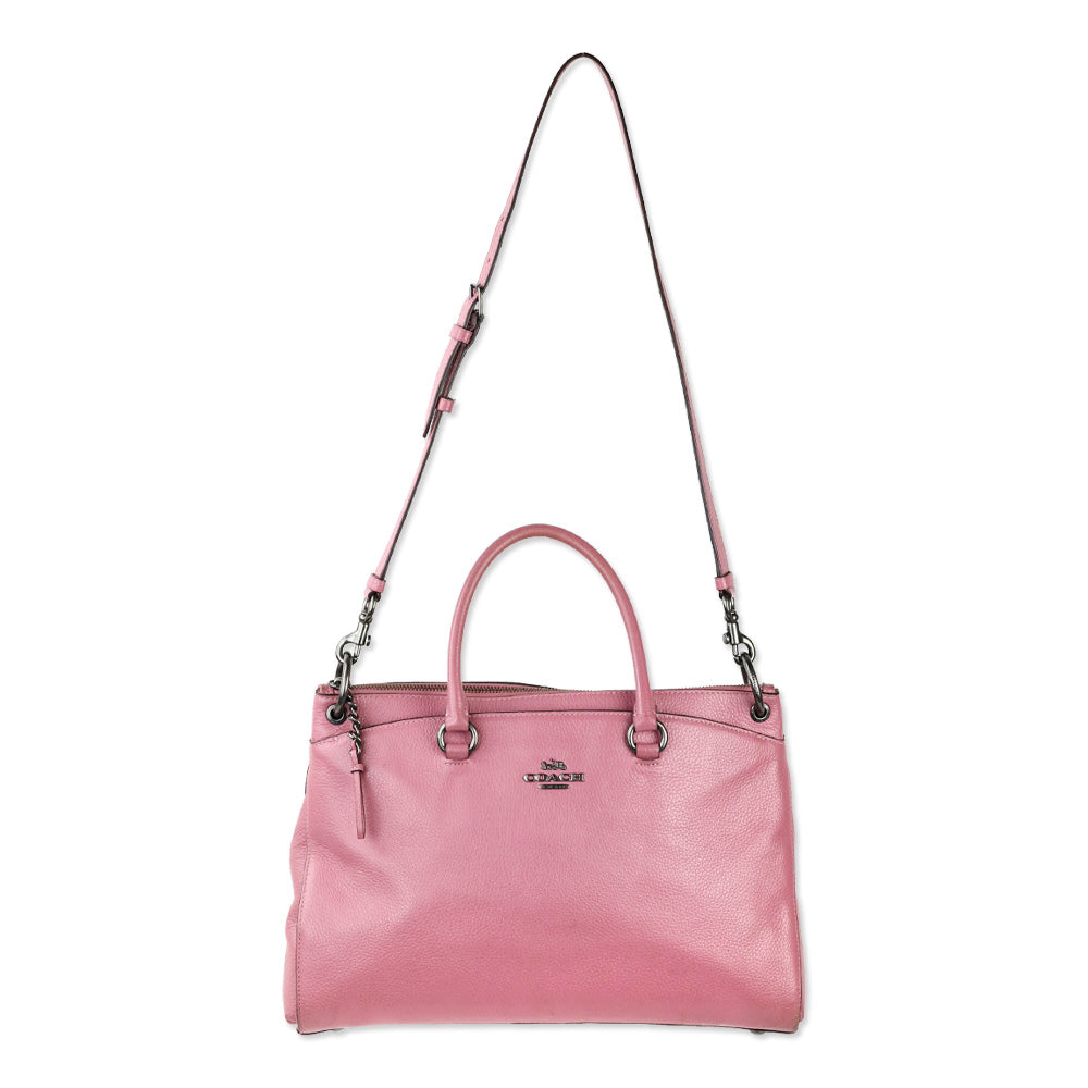 Coach Pink Rose Pebble Leather Mia Satchel Crossbody Bag