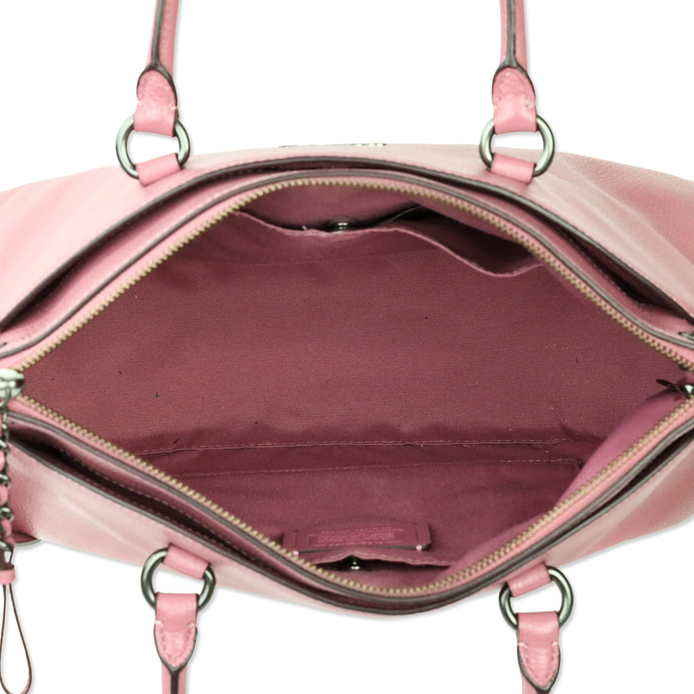 Coach Pink Rose Pebble Leather Mia Satchel Crossbody Bag