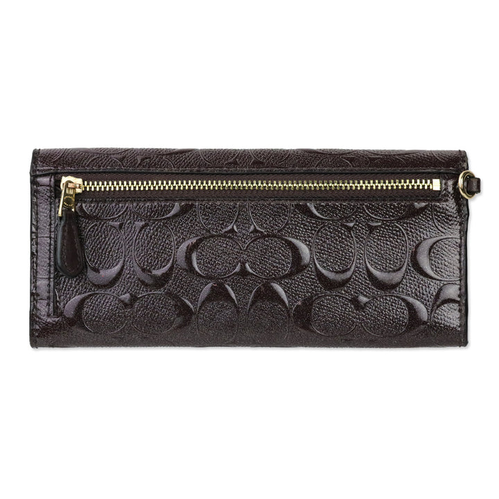 Coach Plum Signature Glitter Embossed Patent Leather Wallet