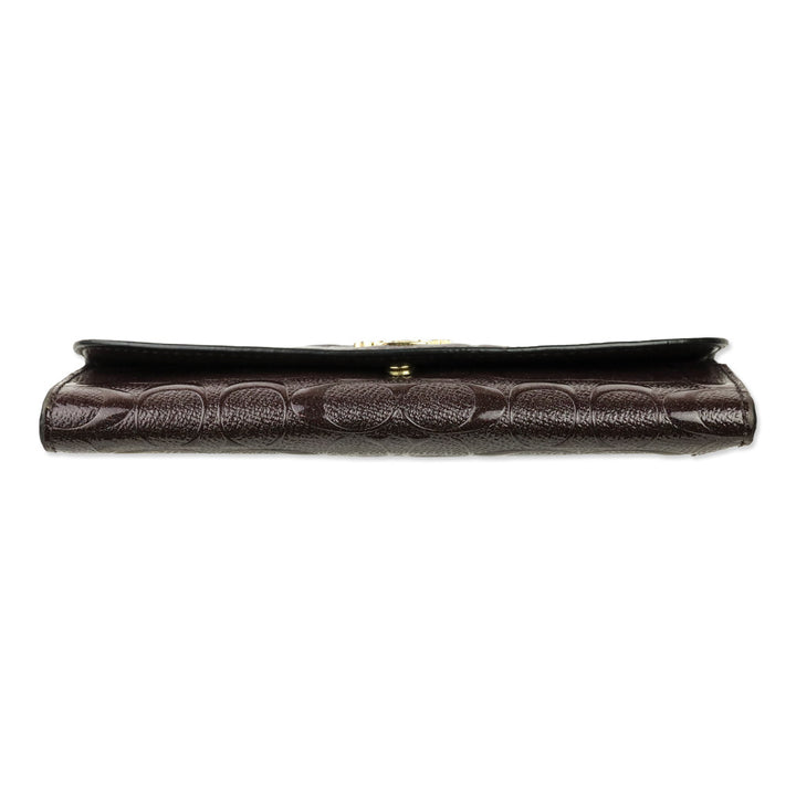 Coach Plum Signature Glitter Embossed Patent Leather Wallet