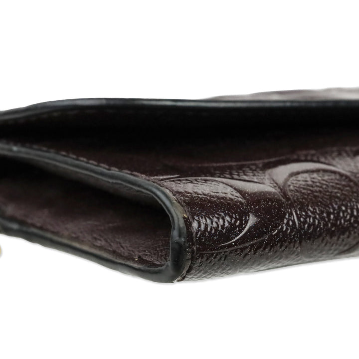 Coach Plum Signature Glitter Embossed Patent Leather Wallet