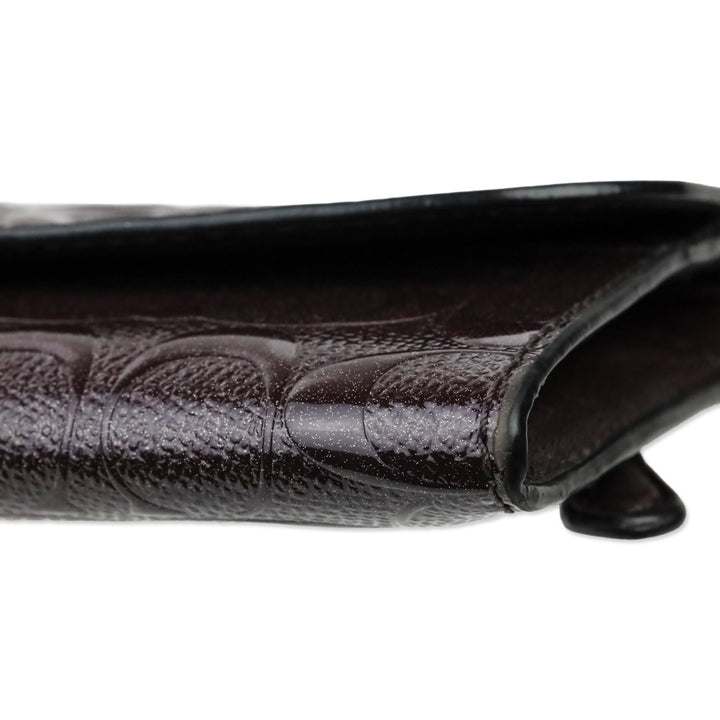 Coach Plum Signature Glitter Embossed Patent Leather Wallet