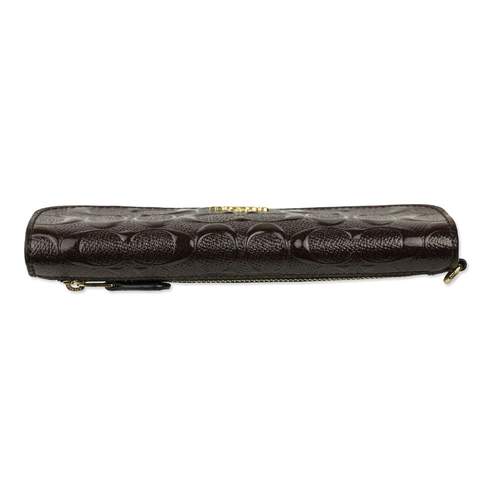 Coach Plum Signature Glitter Embossed Patent Leather Wallet