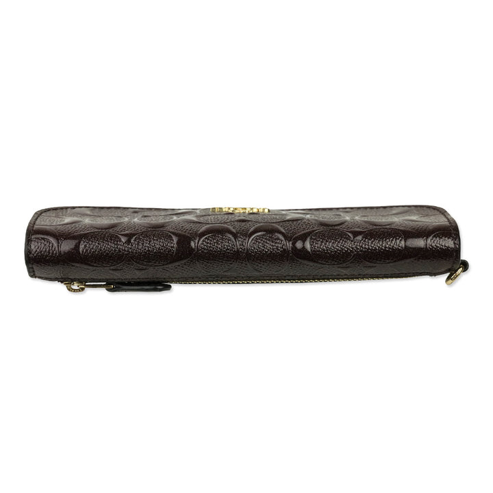 Coach Plum Signature Glitter Embossed Patent Leather Wallet