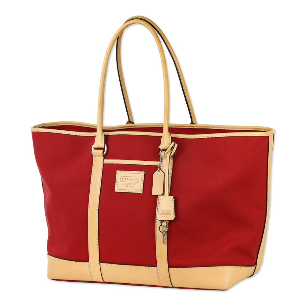 Coach Red Canvas & Leather Transatlantic Weekender Travel Tote
