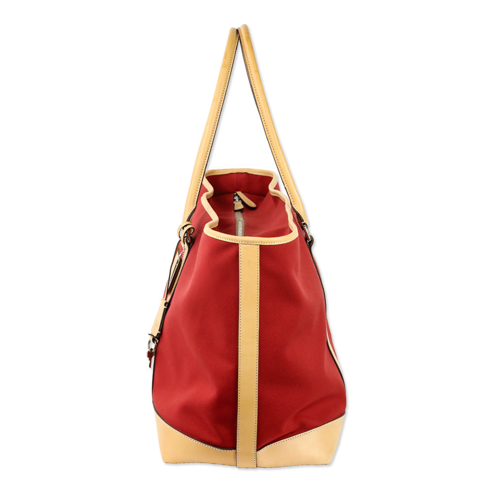 Coach Red Canvas & Leather Transatlantic Weekender Travel Tote