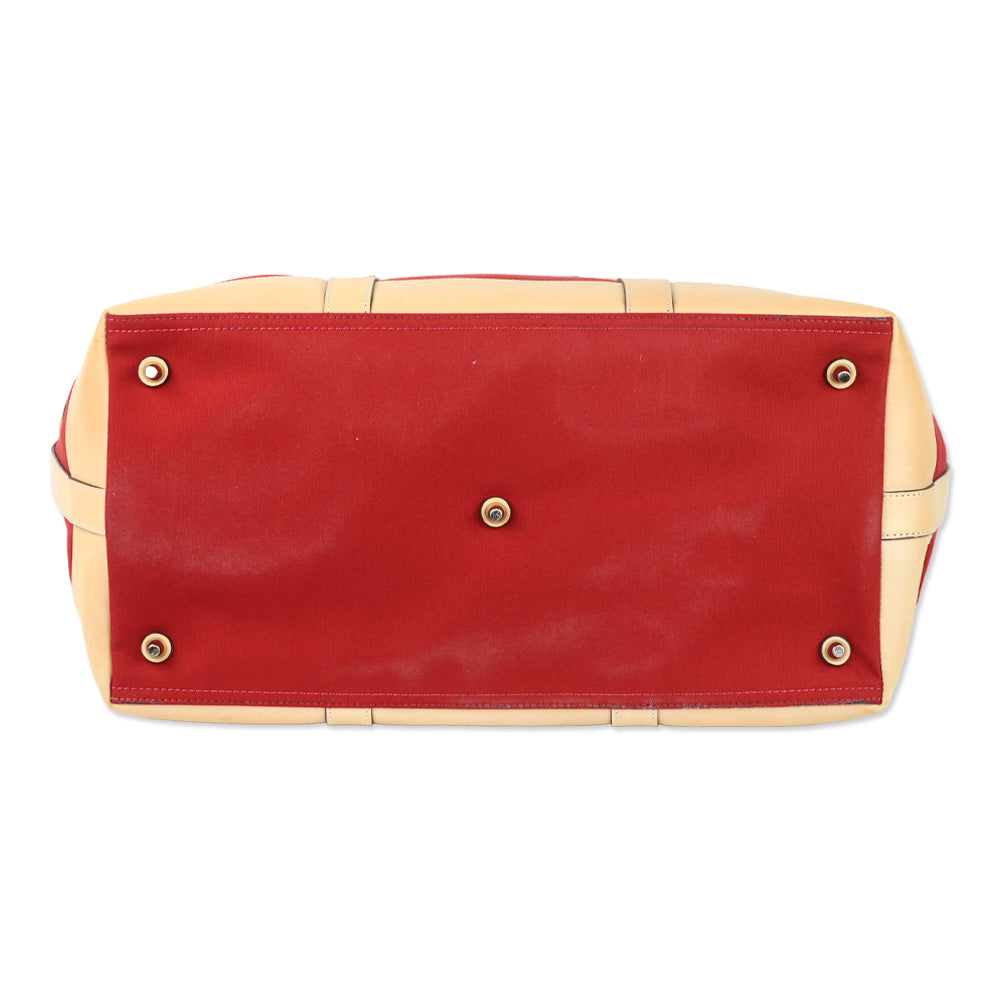 Coach Red Canvas & Leather Transatlantic Weekender Travel Tote
