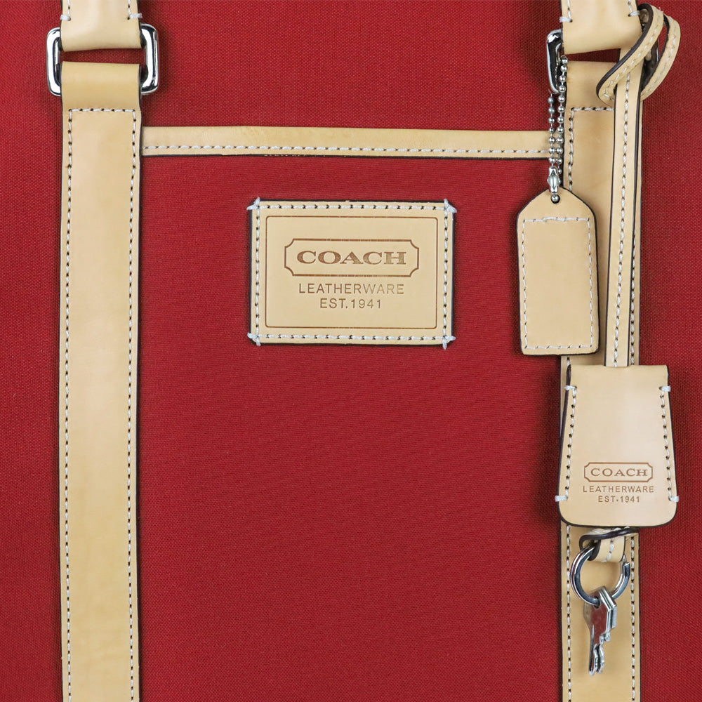 Coach Red Canvas & Leather Transatlantic Weekender Travel Tote