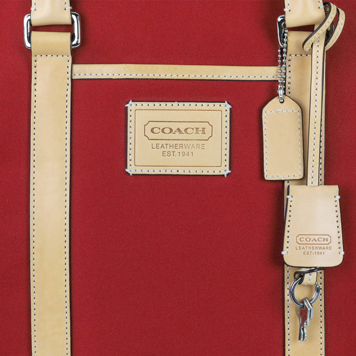 Coach Red Canvas & Leather Transatlantic Weekender Travel Tote