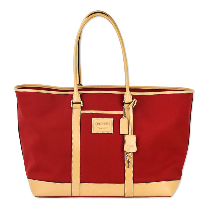 Coach Red Canvas & Leather Transatlantic Weekender Travel Tote
