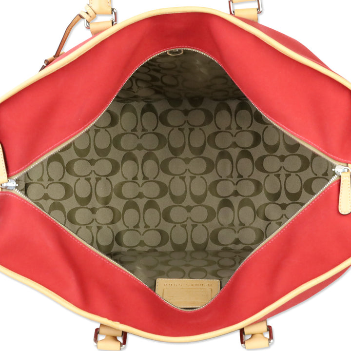 Coach Red Canvas & Leather Transatlantic Weekender Travel Tote
