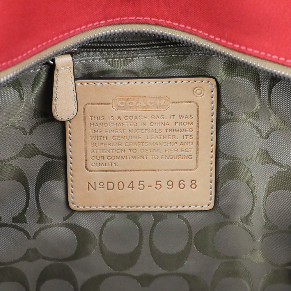 Coach Red Canvas & Leather Transatlantic Weekender Travel Tote