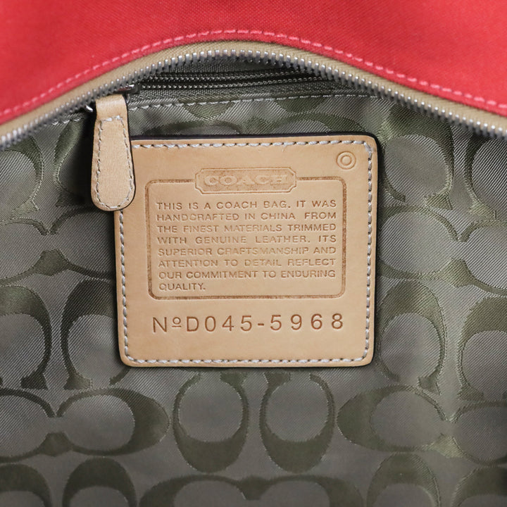 Coach Red Canvas & Leather Transatlantic Weekender Travel Tote
