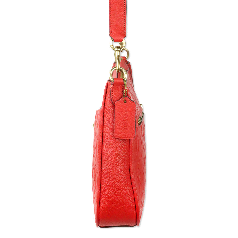 Coach Red Signature Leather Chaise Crossbody Bag