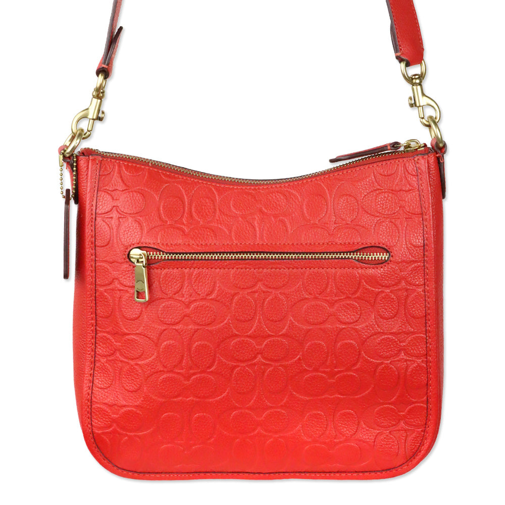 Coach Red Signature Leather Chaise Crossbody Bag