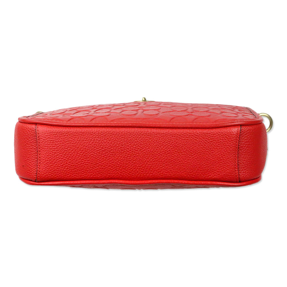 Coach Red Signature Leather Chaise Crossbody Bag