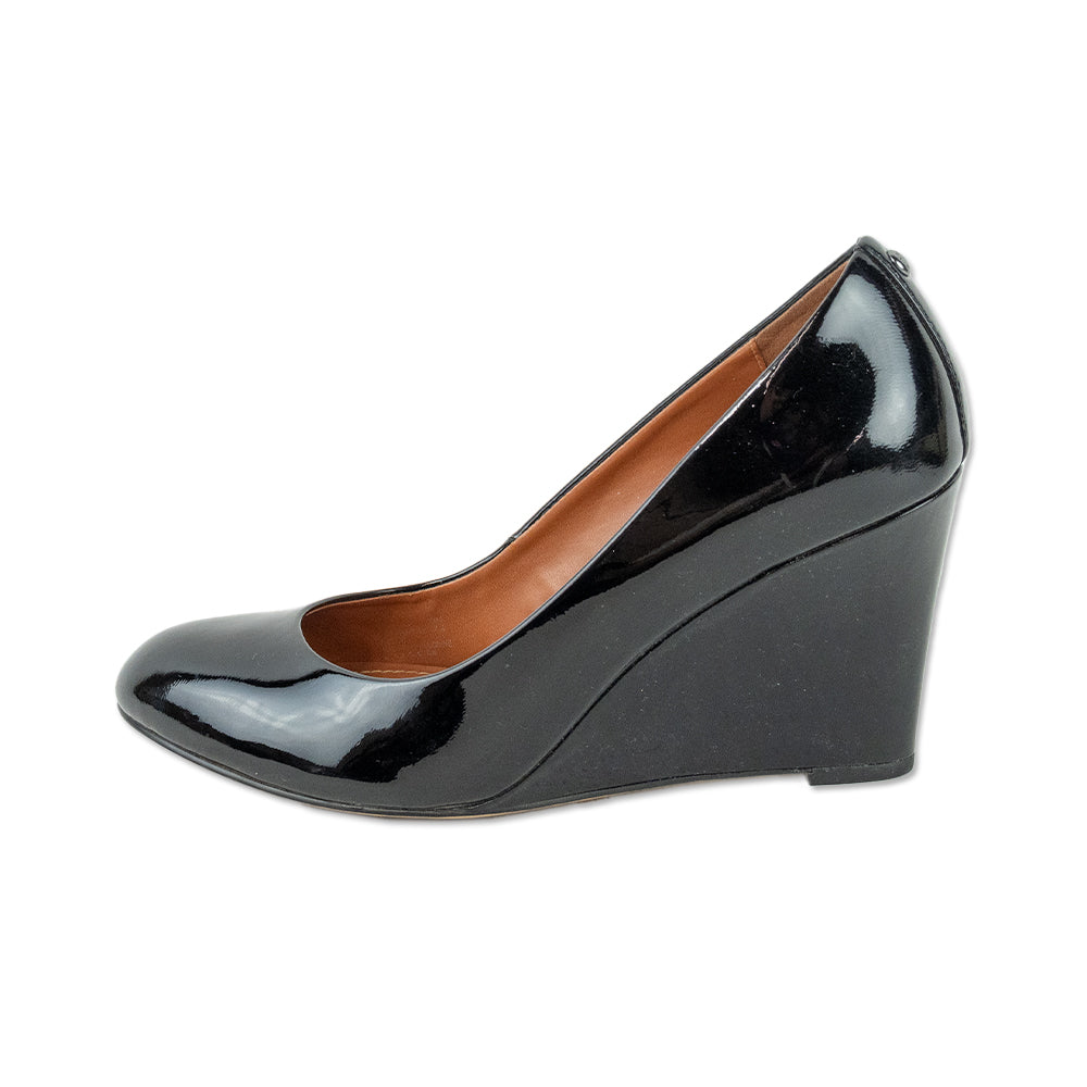 Coach Rileigh Black Patent Leather Wedge Heels