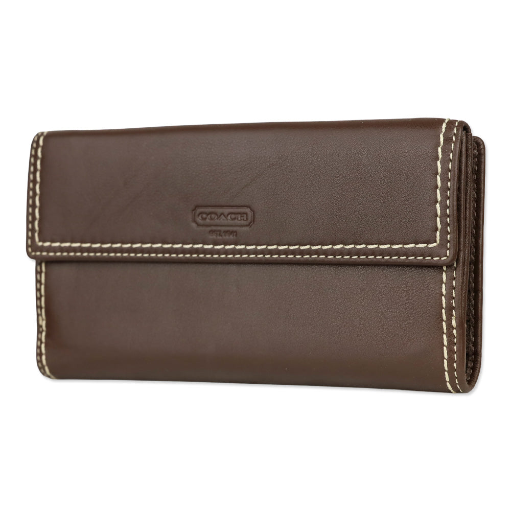 Coach SV/Mahogany Turnlock Leather Checkbook Wallet