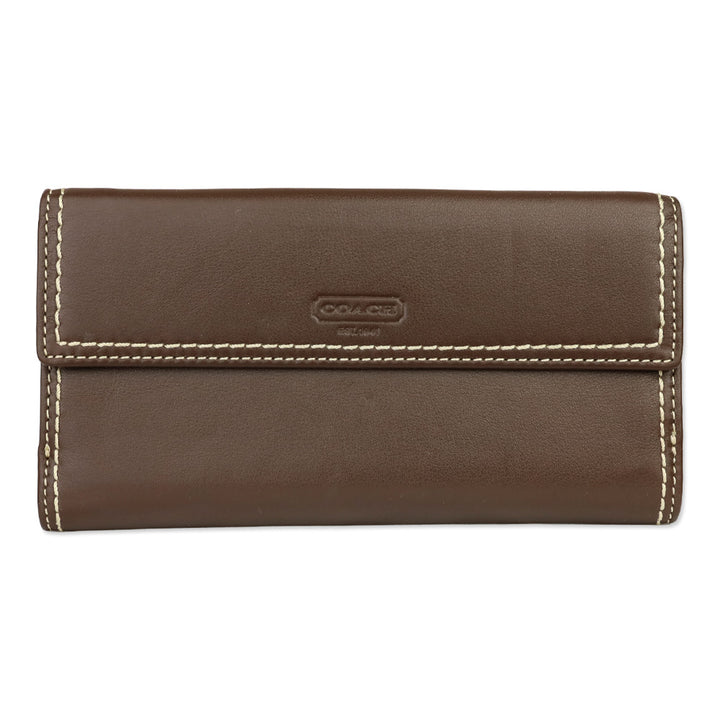 Coach SV/Mahogany Turnlock Leather Checkbook Wallet
