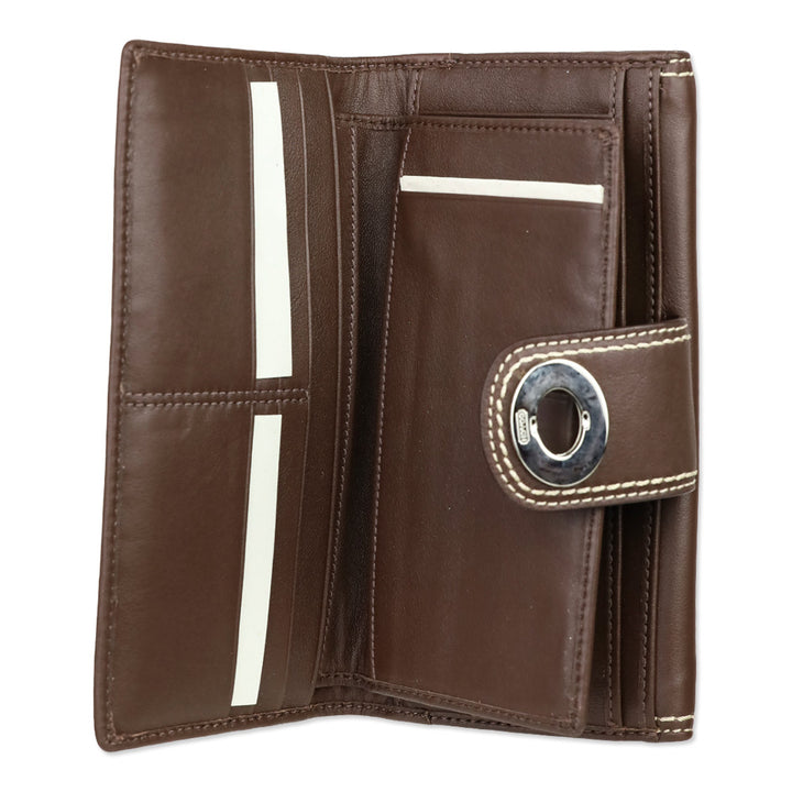 Coach SV/Mahogany Turnlock Leather Checkbook Wallet