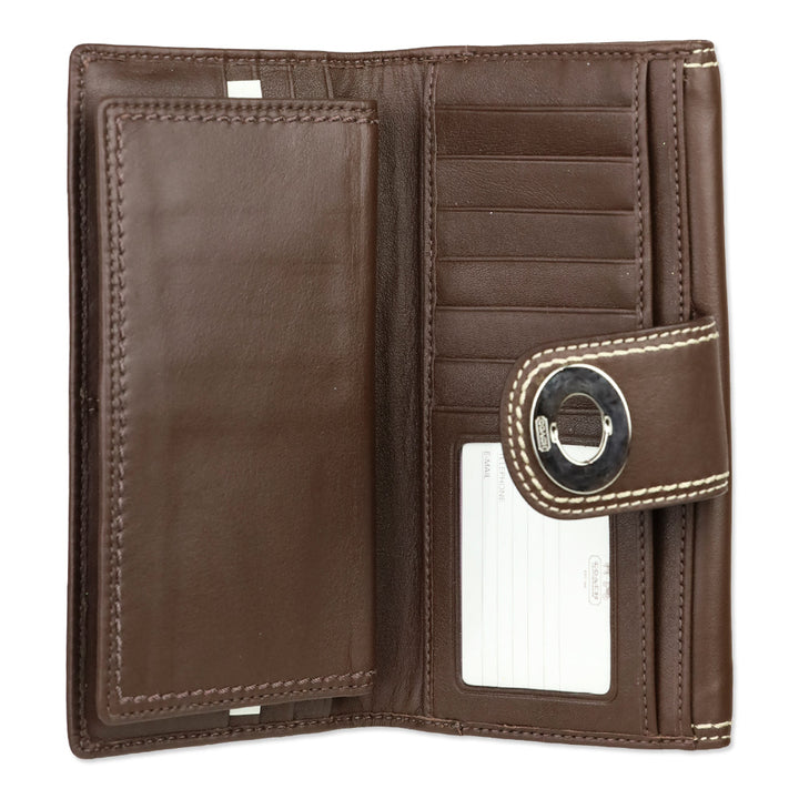 Coach SV/Mahogany Turnlock Leather Checkbook Wallet