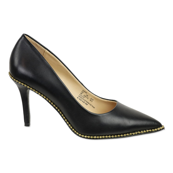 Coach Samantha Black Leather Studded Pointed Pumps