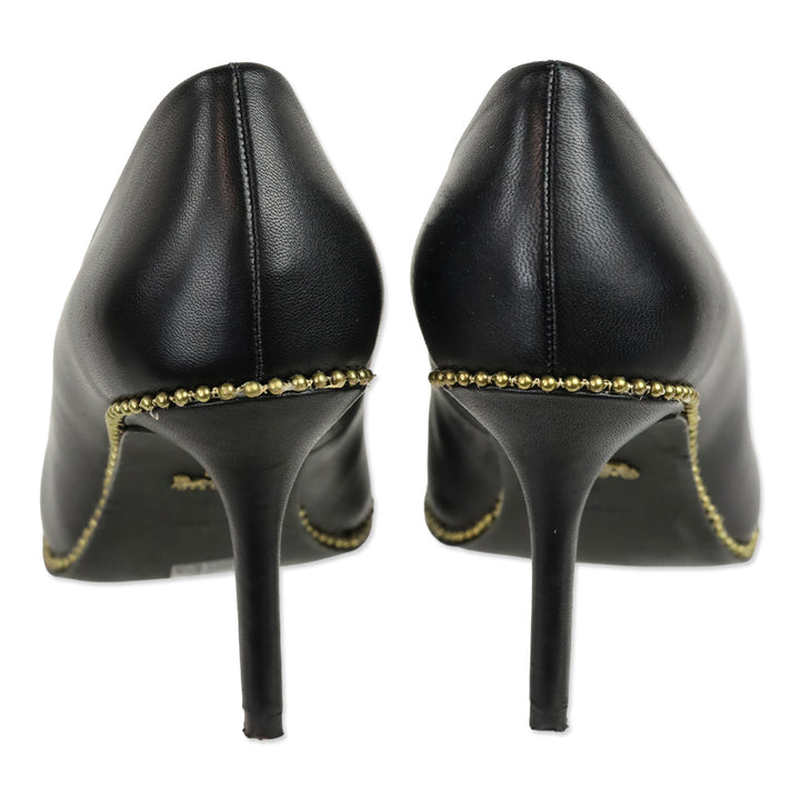 Coach Samantha Black Leather Studded Pointed Pumps